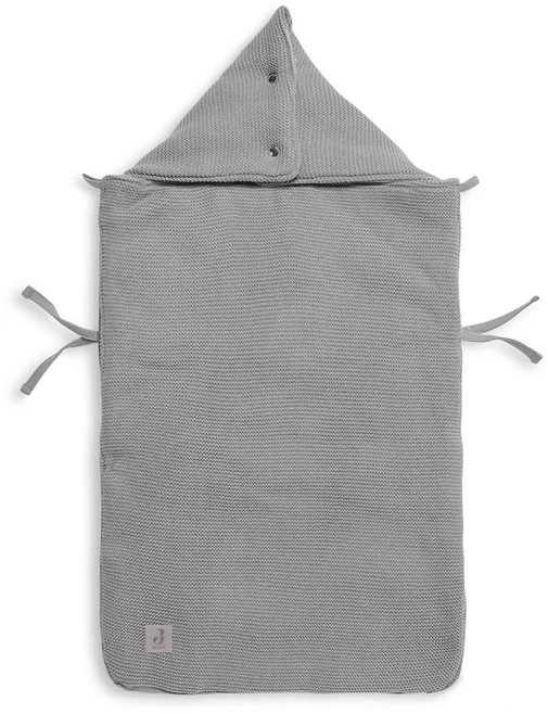Jollein šiltas vokelis autokėdutei 0+ ir vežimėliui Basic Knit Stone Pilkas