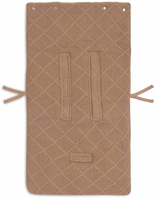 Jollein šiltas vokelis autokėdutei 0+ ir vežimėliui Check Knit Biscuit