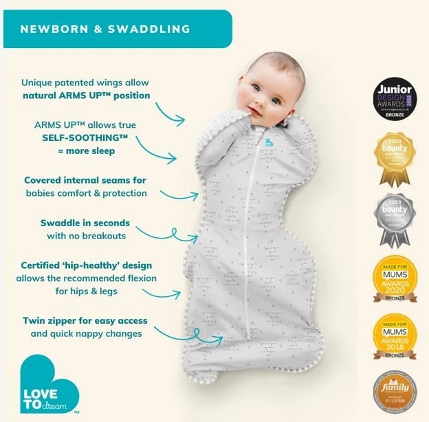 Love To Dream™ Swaddle Up™ miegmaišis Dreamer Baltas TOG 1.0, 1 etapas, S dydis (Copy)