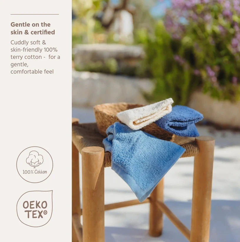 Meyco Baby frotinės šluostės-rankšluostukai kūdikiui Natural/Jeans Mėlyna/Indigo, 30×30 cm, 6 vnt.