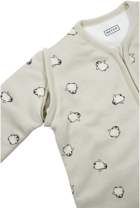 Meyco Baby kūdikio miegmaišis su nusegamomis rankovėmis Penguin Soft Sand, TOG 2.5