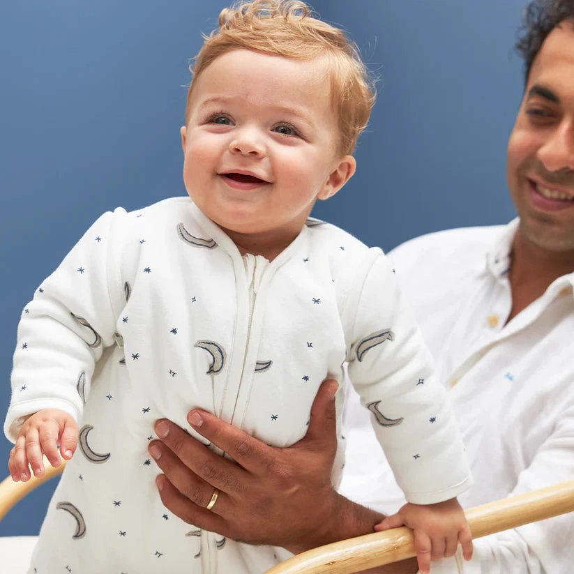 Meyco Baby kūdikio miegmaišis su nusegamomis rankovėmis Moon Indigo, TOG 2.5