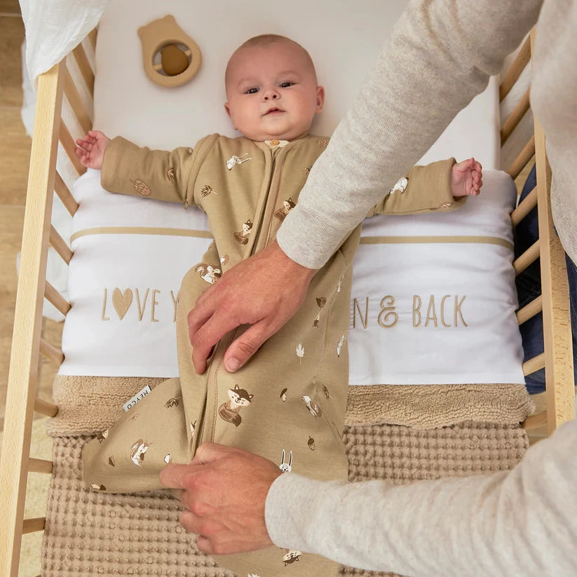 Meyco Baby kūdikio miegmaišis su nusegamomis rankovėmis Forest Animals Sand, TOG 2.5