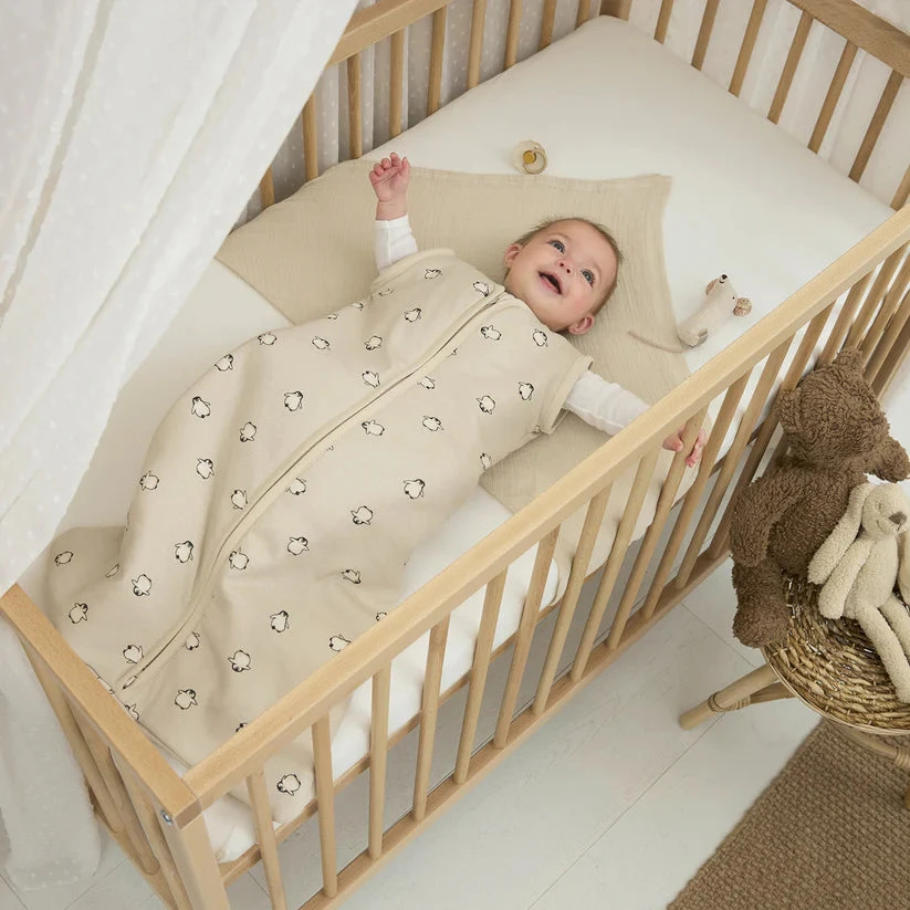 Meyco Baby kūdikio miegmaišis su nusegamomis rankovėmis Penguin Soft Sand, TOG 2.5