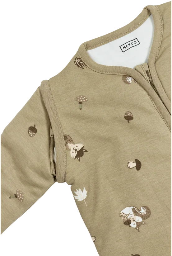 Meyco Baby kūdikio miegmaišis su nusegamomis rankovėmis Forest Animals Sand, TOG 2.5