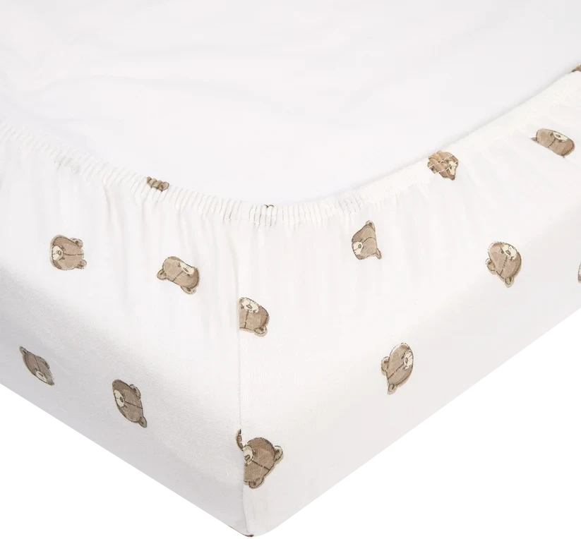 Meyco Baby medvilninė jersey paklodė su guma 60 × 120 cm, Bear Multicolor