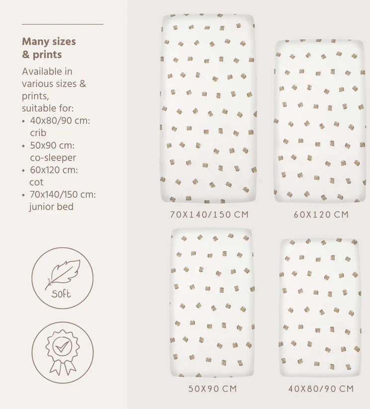 Meyco Baby medvilninė jersey paklodė su guma 60 × 120 cm, Bear Multicolor