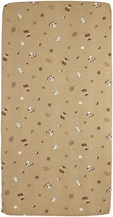 Meyco Baby medvilninė paklodė su guma 60 × 120 cm, Forest Animals Sand