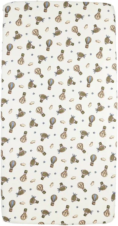 Meyco Baby medvilninė paklodė su guma 60 × 120 cm, Air Balloons Multicolour