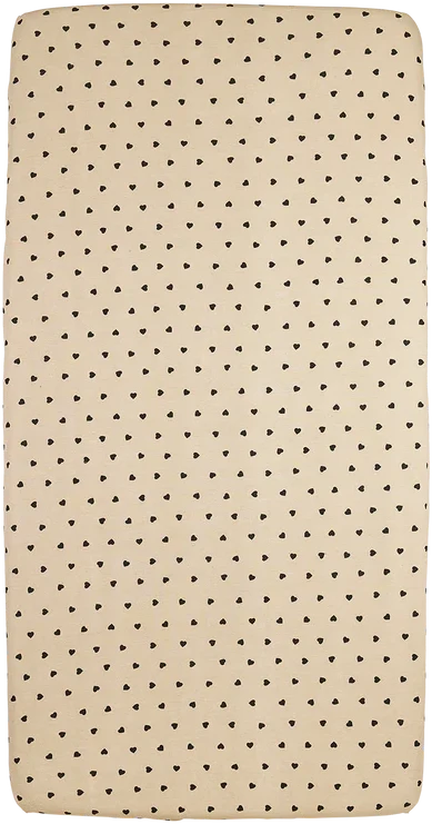 Meyco Baby medvilninė paklodė su guma 60 × 120 cm, Sweet Heart Soft Sand/Juodas