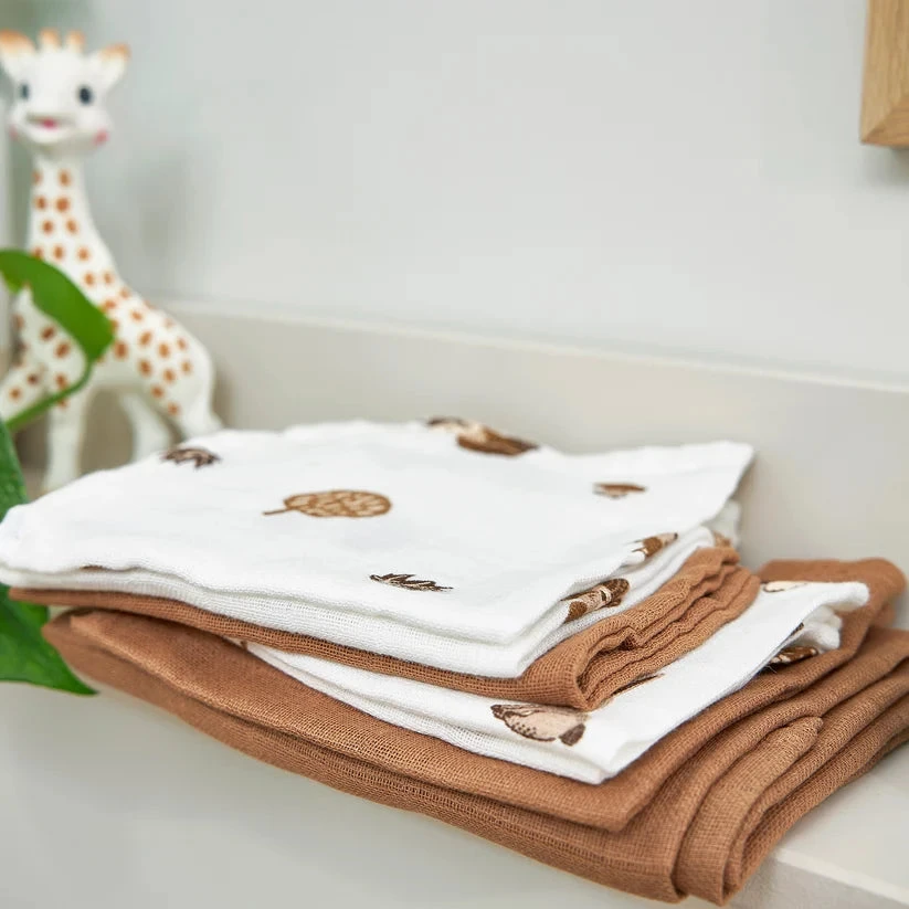 Meyco Baby muslino šluostės-merliukai Forest Animals Toffee, 30×30 cm, 3 vnt.
