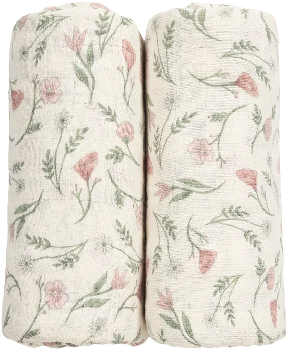 Meyco Baby muslino vystyklai / apklotai 120 × 120 cm (2 vnt.), Flower Multicolour