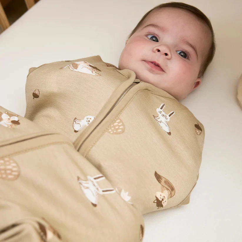 Meyco Baby naujagimio miegmaišis-kokonas Forest Animals Sand, TOG 0.3