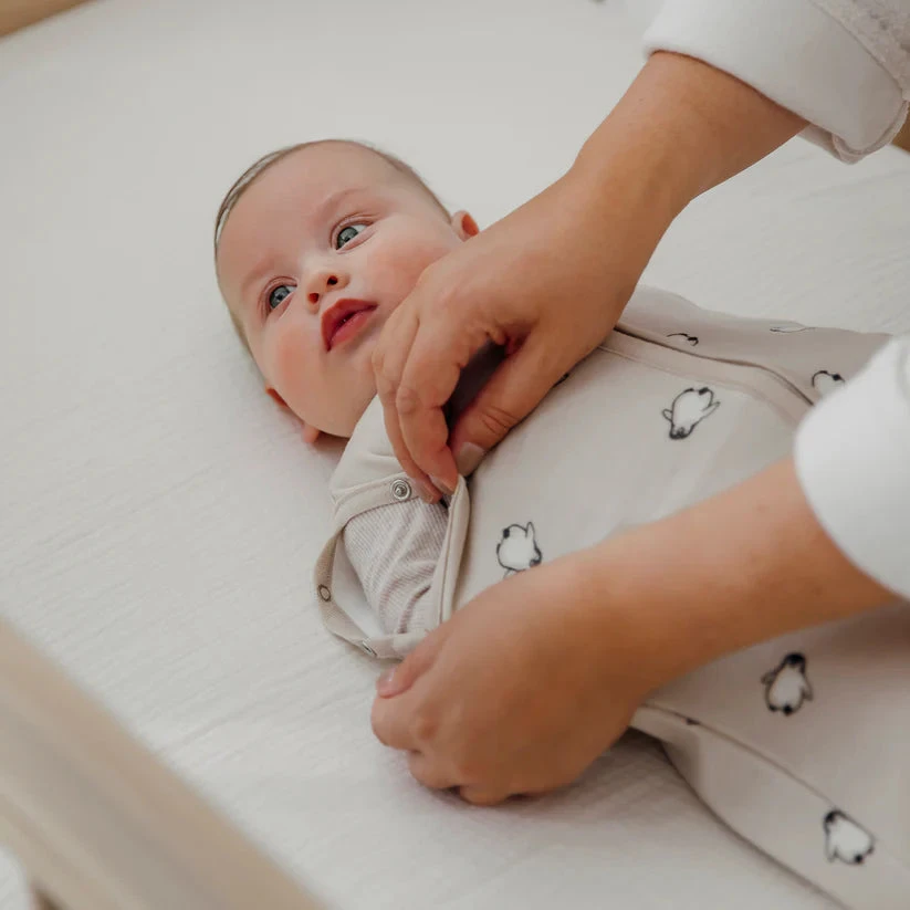Meyco Baby naujagimio miegmaišis-kokonas Penguin Soft sand TOG 0.3