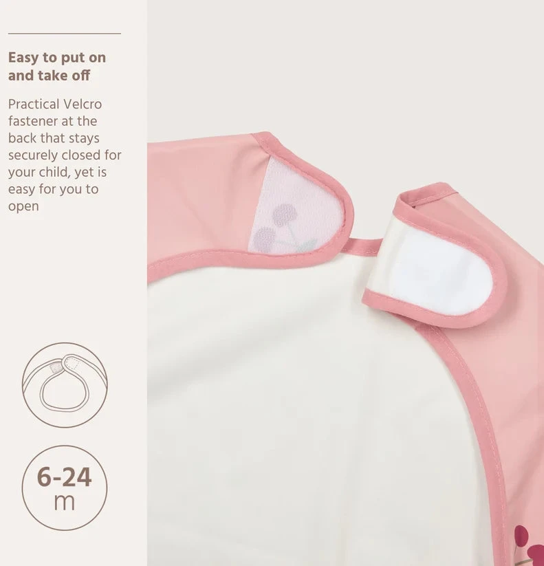 Meyco Baby neperšlampamas seilinukas su rankovėmis 6–24 mėn., Cherry Soft Rose