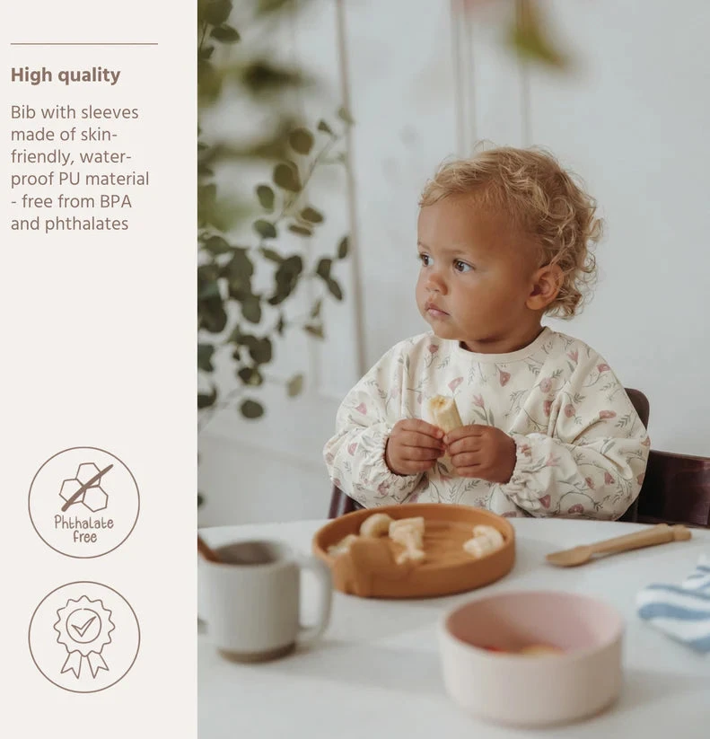 Meyco Baby neperšlampamas seilinukas su rankovėmis 6–24 mėn., Flower Multicolour