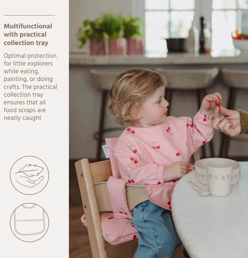 Meyco Baby neperšlampamas seilinukas su rankovėmis 6–24 mėn., Cherry Soft Rose