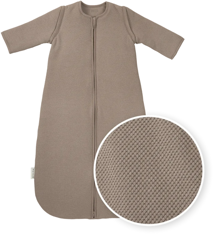 Meyco Baby Studio Classic pašiltintas miegmaišis su nusegamomis rankovėmis, 2.5 TOG, Dark Taupe