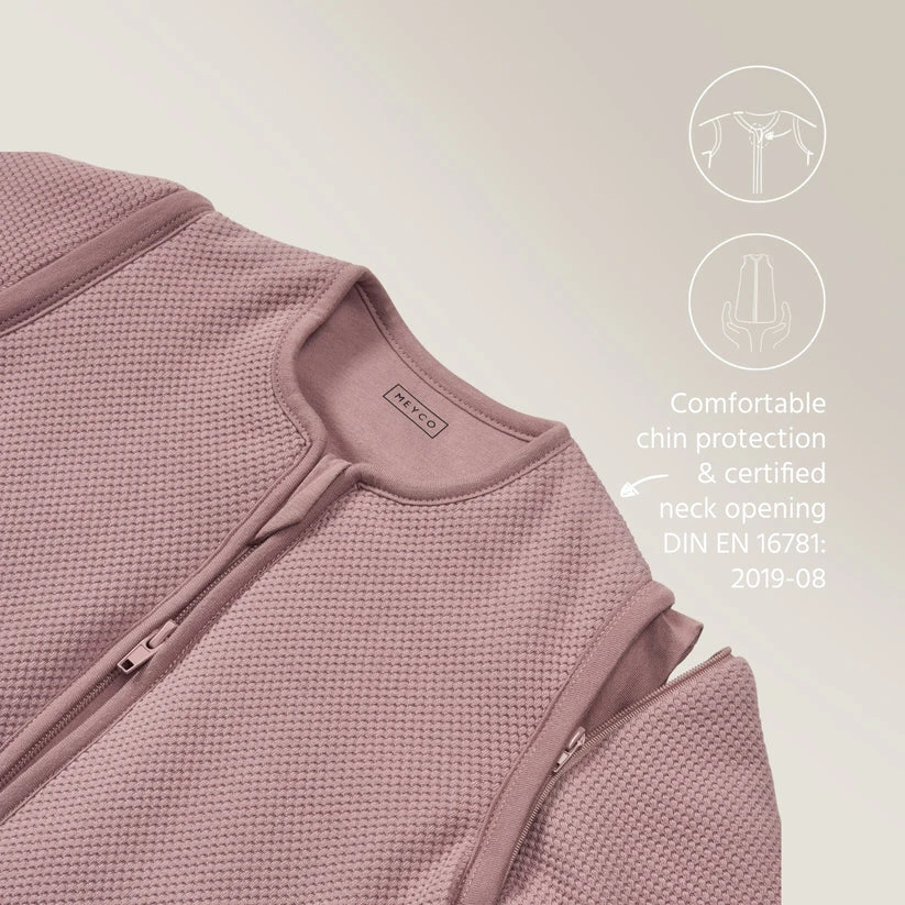 Meyco Baby Studio Classic pašiltintas miegmaišis su nusegamomis rankovėmis, 2.5 TOG, Violetinė Rožinė