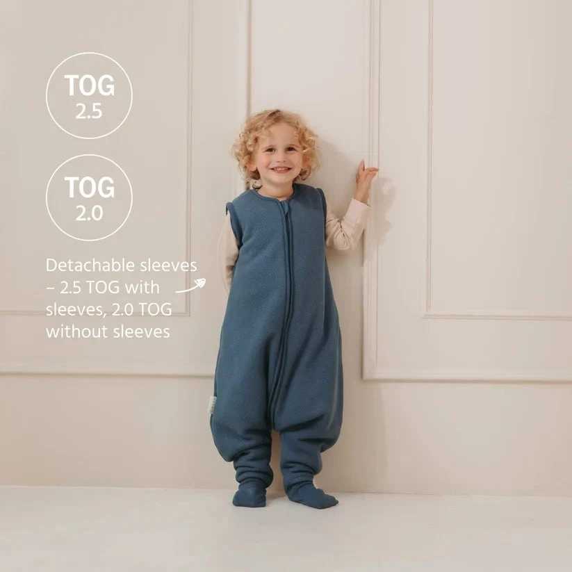 Meyco Baby Studio miegmaišis su kojytėmis, nusegamomis rankovėmis ir atverčiamomis kojinėmis TOG 2.5 Indigo