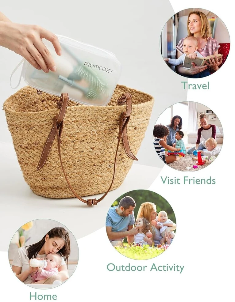 MOMCOZY BUTELIUKŲ IR ŽINDUKŲ ŠEPETĖLIŲ RINKINYS PUSH-PRESS