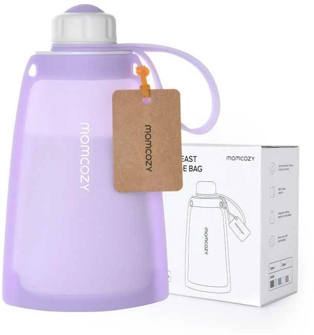MOMCOZY DAUGKARTINIAI SILIKONINIAI PIENO IR MAISTO LAIKYMO MAIŠELIAI, 2 VNT. VIOLETINIS IR RAUSVAS