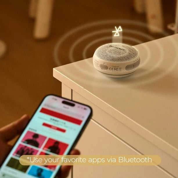 MOMCOZY MOBILUS BALTOJO TRIUKŠMO APARATAS SU NAKTINE ŠVIESA