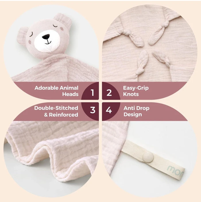 Momcozy medvilninis meškiukas kūdikiams, rožinė