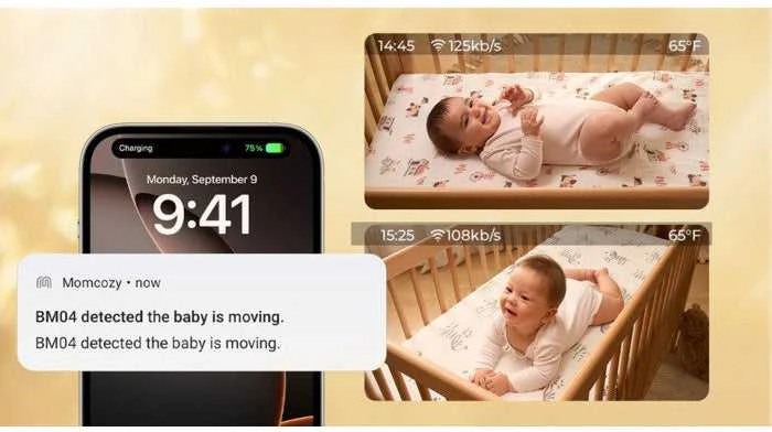 MOMCOZY SMART 5.0 COLIŲ VIDEO AUKLĖ BM04 SU WIFI FUNKCIJA
