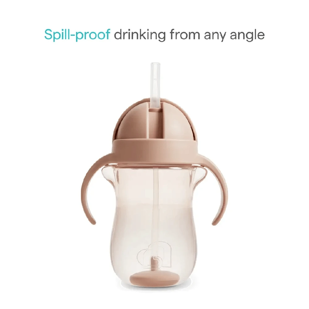 Munchkin gertuvė su šiaudeliu Any Angle™ Weighted Straw Dog Cup, 296 ml, rusvai gelsvas