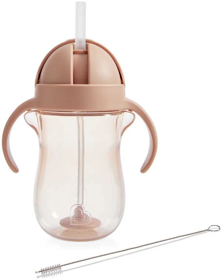 Munchkin gertuvė su šiaudeliu Any Angle™ Weighted Straw Dog Cup, 296 ml, rusvai gelsvas
