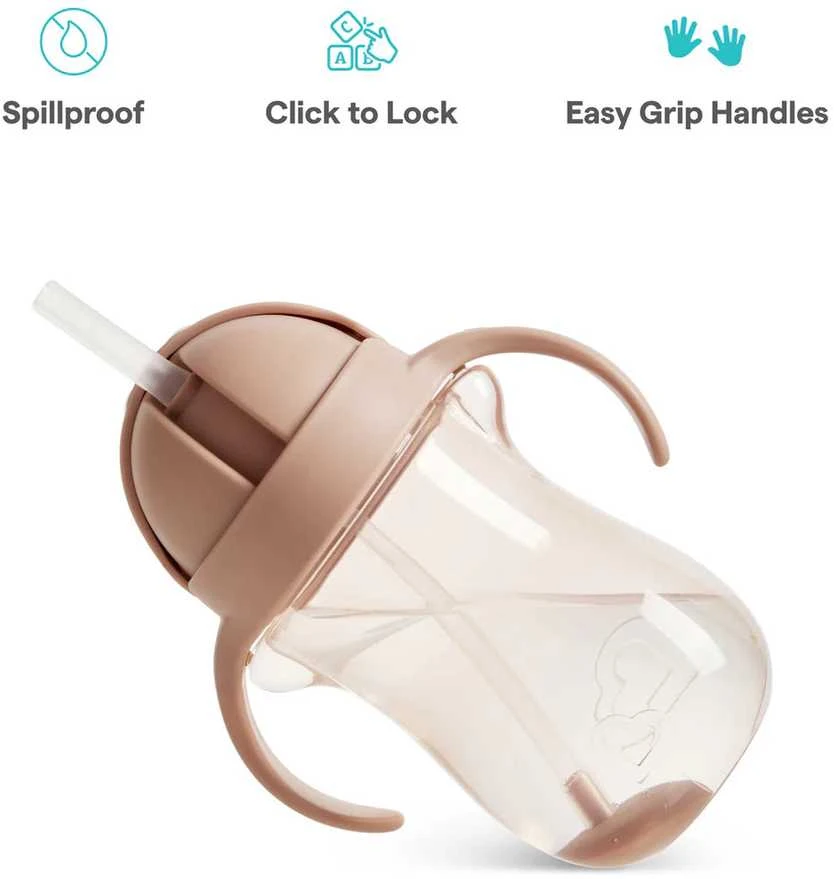 Munchkin gertuvė su šiaudeliu Any Angle™ Weighted Straw Dog Cup, 296 ml, rusvai gelsvas