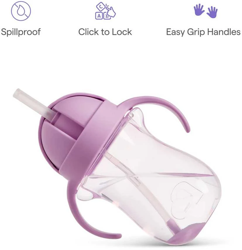 Munchkin gertuvė su šiaudeliu Any Angle™ Weighted Straw Cat Cup, 296 ml, pink