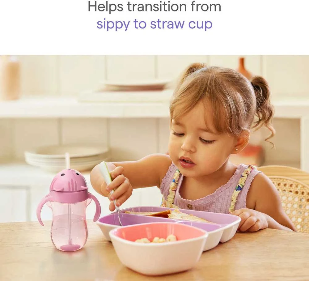 Munchkin gertuvė su šiaudeliu Any Angle™ Weighted Straw Cat Cup, 296 ml, pink
