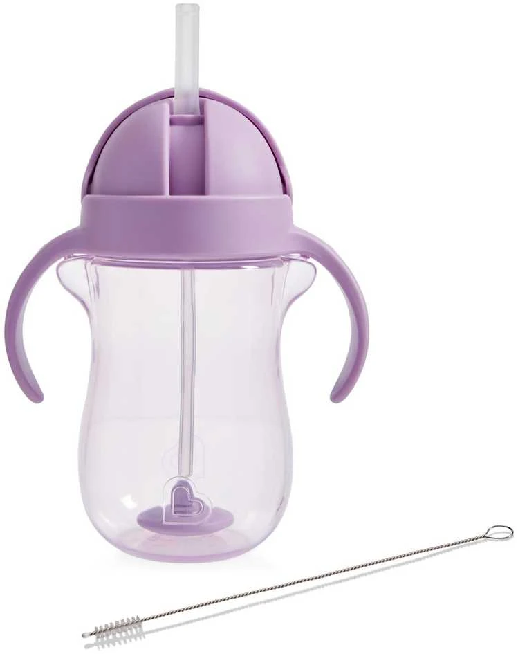 Munchkin gertuvė su šiaudeliu Any Angle™ Weighted Straw Cat Cup, 296 ml, pink