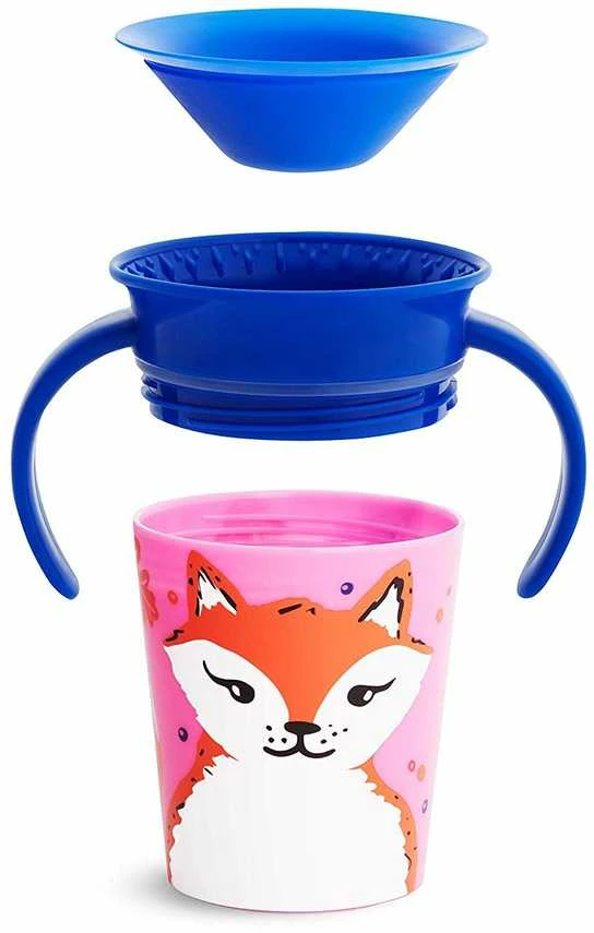 MUNCHKIN mokomasis puodelis su rankenomis, lapė, Miracle 360 Wildlove, 6mėn+, 177 ml, 05177402