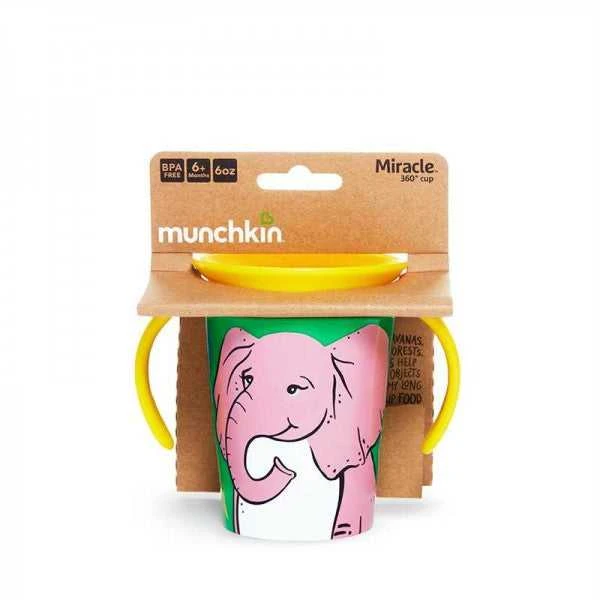 MUNCHKIN mokomasis puodelis, dramblys, Miracle 360 Wildlove, 6mėn+, 266 ml, 05193202