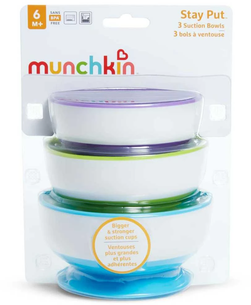 MUNCHKIN prilimpančių dubenėlių rinkinys STAY PUT SUCTION, 3 vnt.