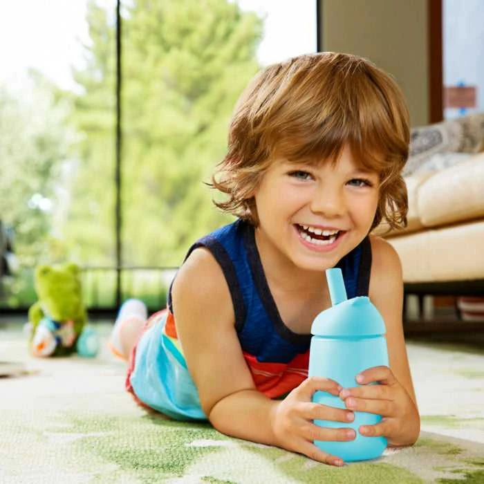 MUNCHKIN gertuvė su šiaudeliu SIMPLE CLEAN, mėlyna, 296 ml