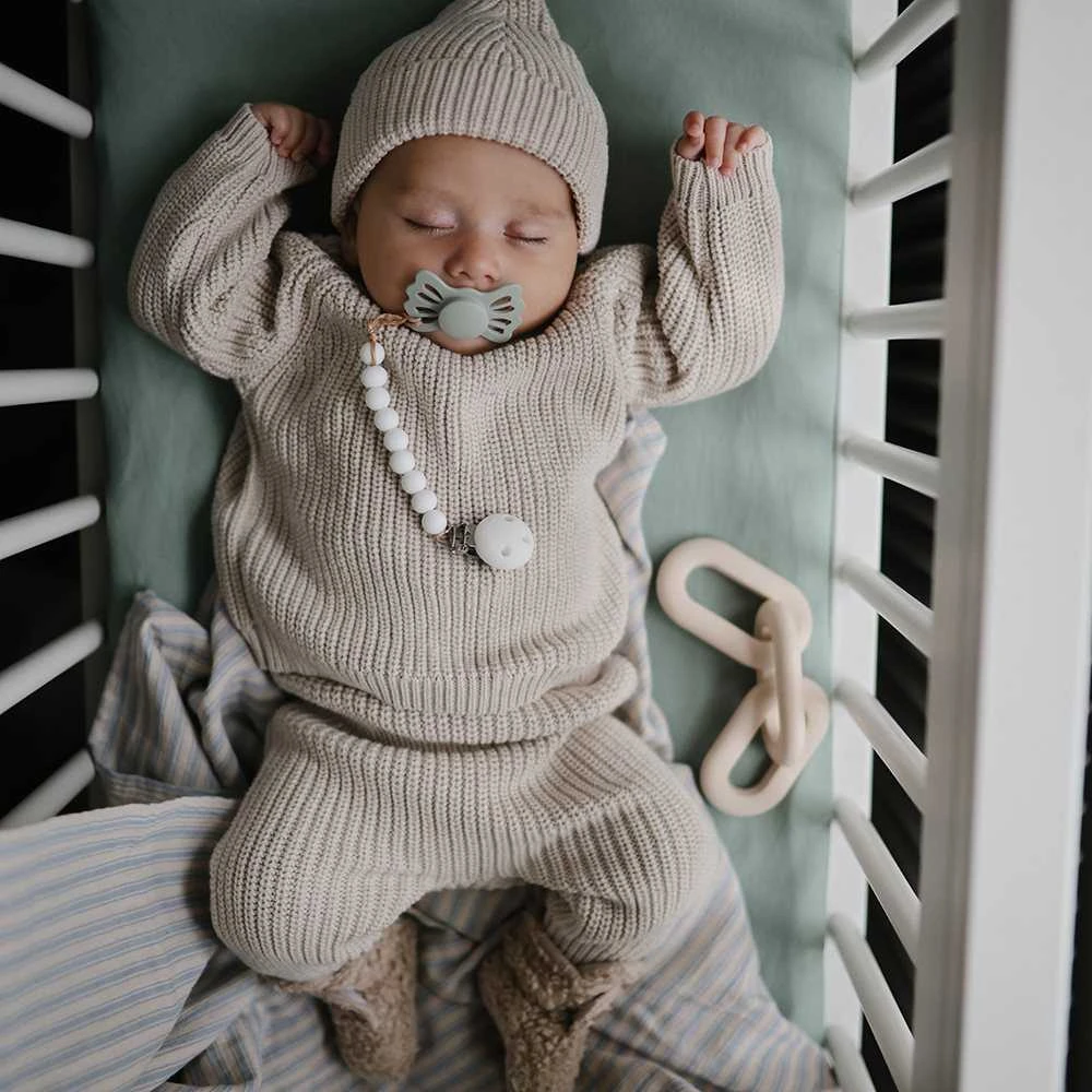 Mushie tapukai kūdikiui Cozy Baby Booties - Oatmeal