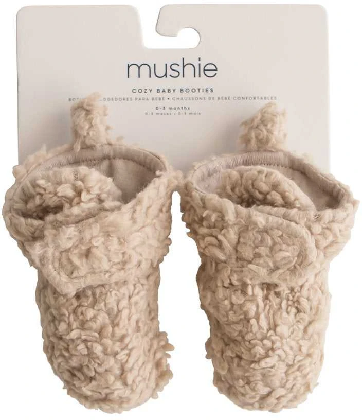 Mushie tapukai kūdikiui Cozy Baby Booties - Oatmeal