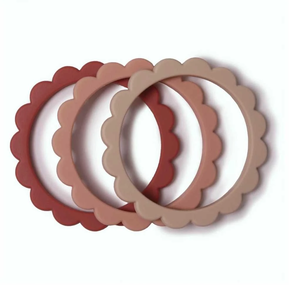 MUSHIE silikoninis kramtukas BRACELET, Rose/Blush/Shifting Sand, 3 vnt.