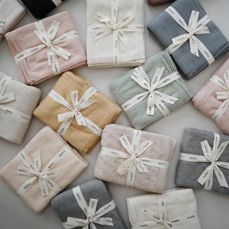 Mushie megztas pledas Pointelle – Blush