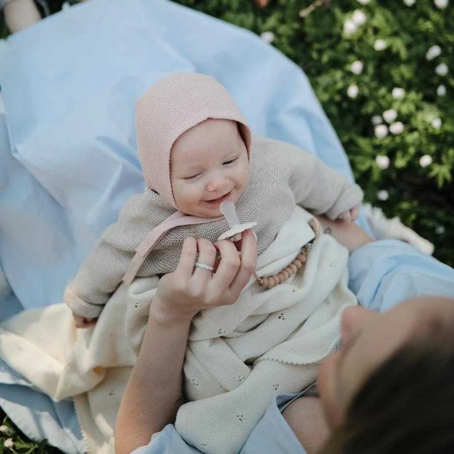 Mushie megztas pledas Pointelle – Ivory