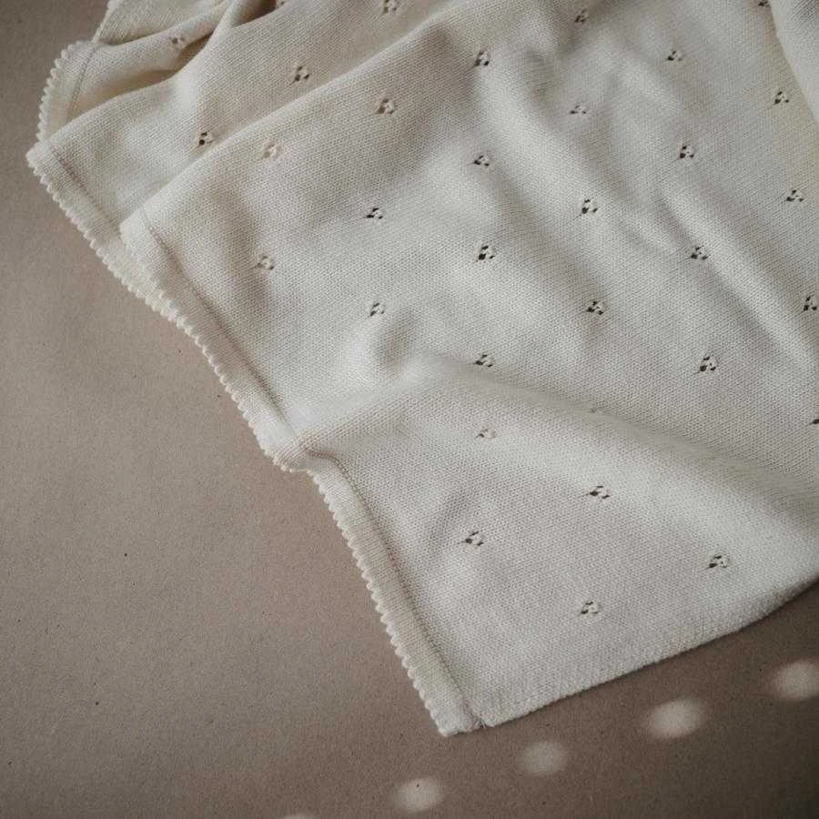 Mushie megztas pledas Pointelle – Ivory