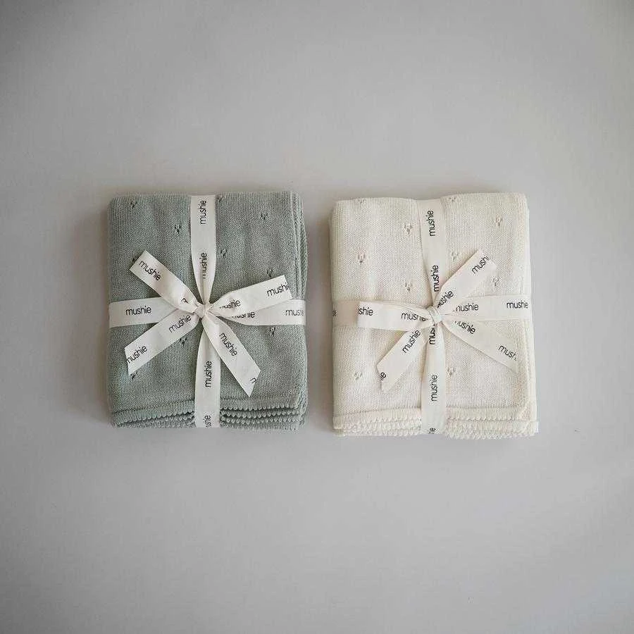 Mushie megztas pledas Pointelle – Ivory