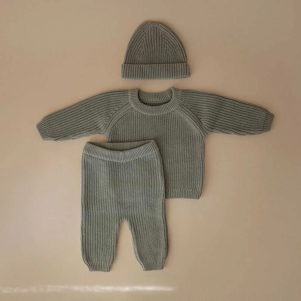 Mushie megztos kelnės Chunky Knit Pants Light Mint (įvairūs dydžiai)
