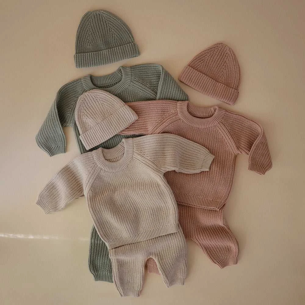 Mushie megztos kelnės Chunky Knit Pants Light Mint (įvairūs dydžiai)