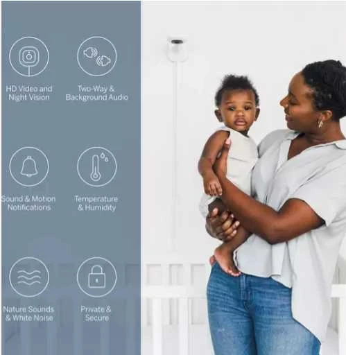 Nanit Pro Complete Monitorius System with Breathing Motion mobilioji auklė su universaliu stovu ir sienos laikikliu bei pilnas kvėpavimo monitorius