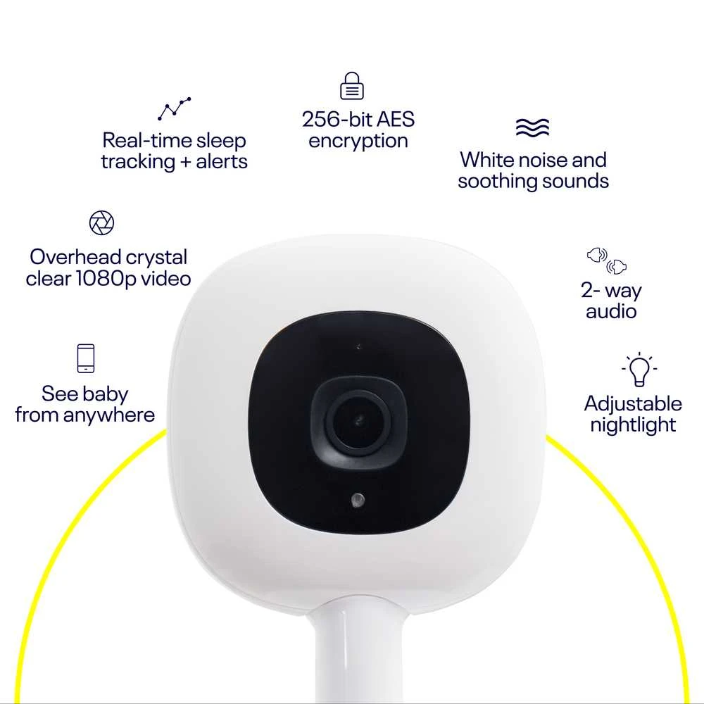Nanit Pro Complete Monitorius System with Breathing Motion mobilioji auklė su universaliu stovu ir sienos laikikliu bei pilnas kvėpavimo monitorius